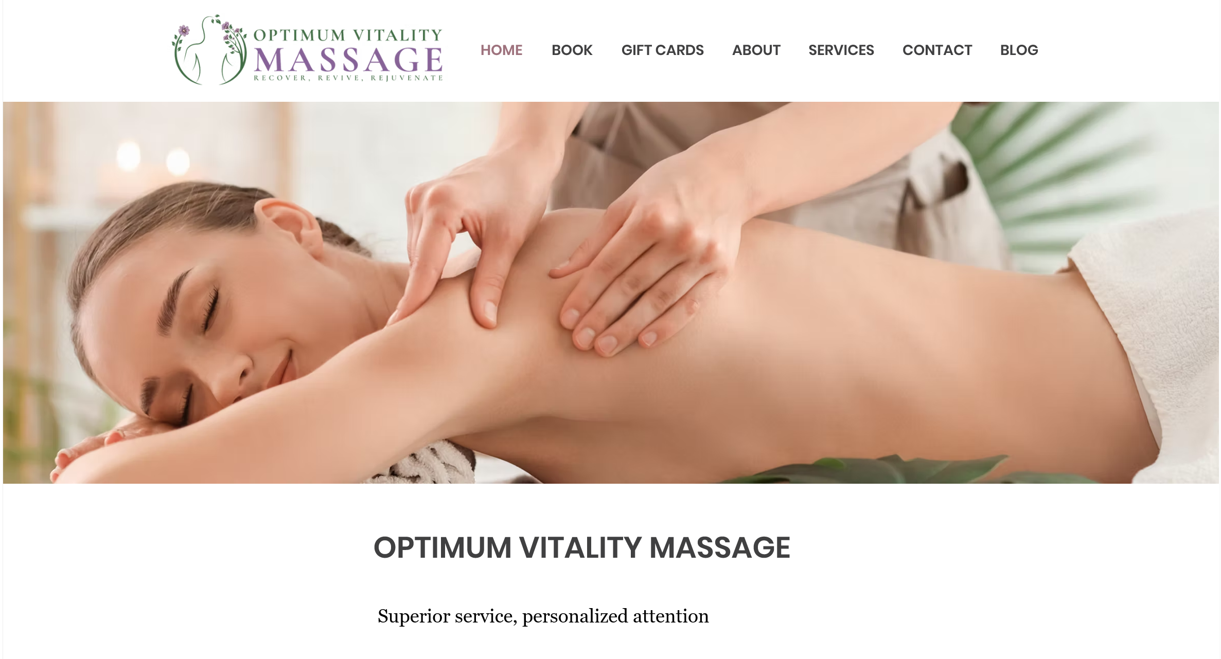 Optimum Vitality Massage website